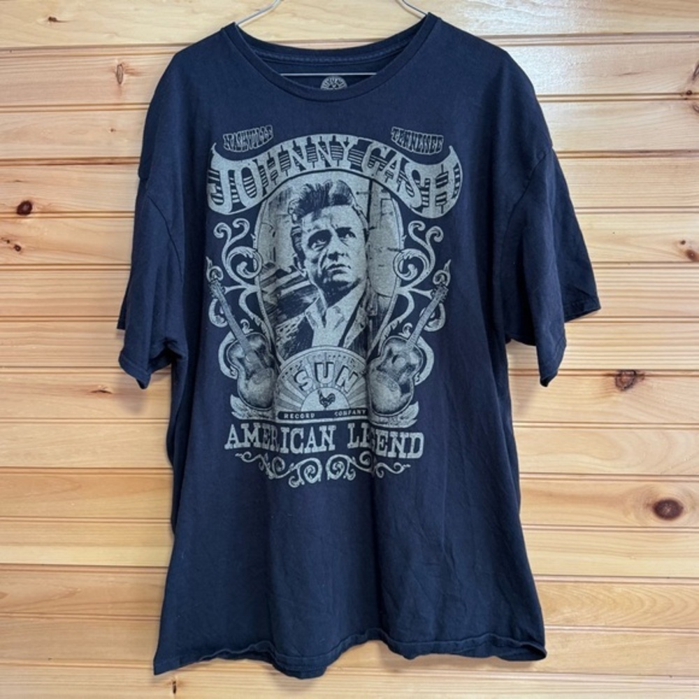 Johnny Cash Sun Record American Legend Black Graphic T-Shirt XXL